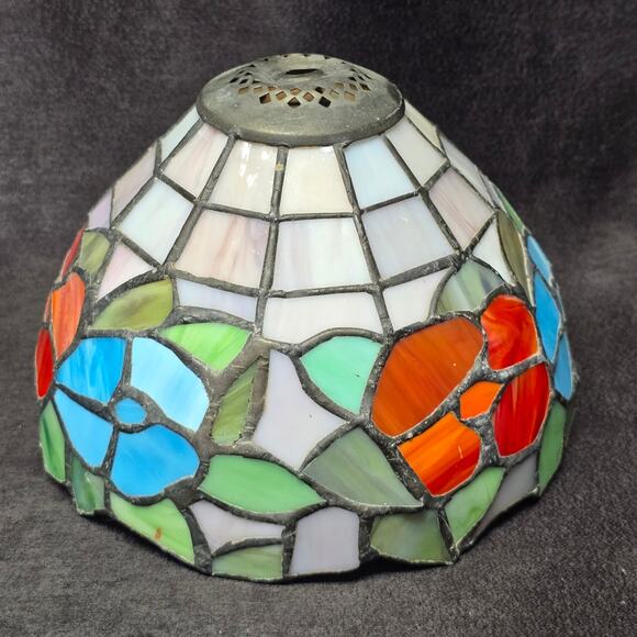 Vintage Mosaic Stained Glass Tiffany Style Table Lamp Shade - Picture 6 of 10